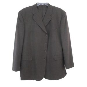 Vanetti 2 Piece Brown Suit Pleated Pants sz 50R 4 Button Closure Subtle Plaid